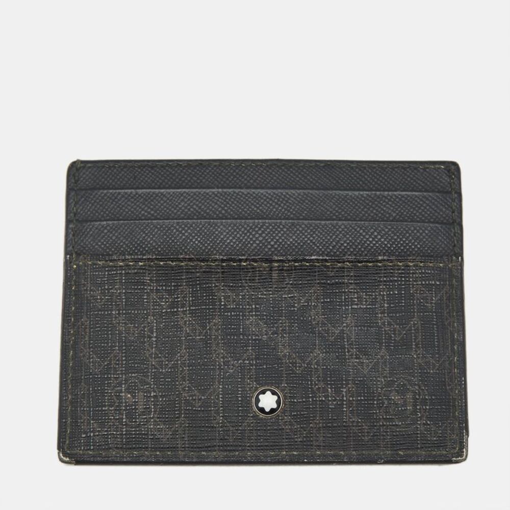 Montblanc Black M Gram Print Coated Canvas And Leather Card Holder